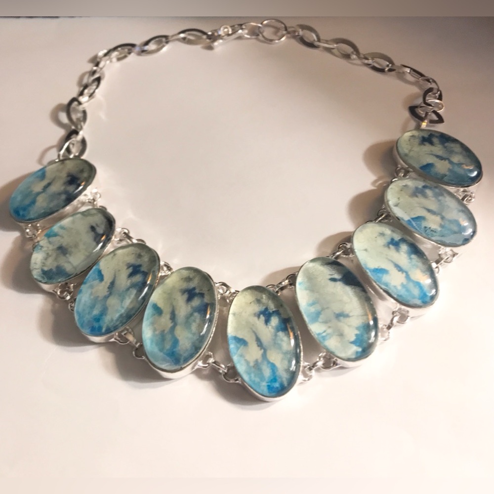 Dico Glass Stamped 925 Sterling Silver Necklace